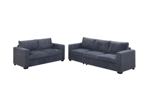 English Elm Uniform 2-Piece Sofa Set Dark Gray Wide-Welt Corduroy - Plush Back Cushions, Square Arms, 97" sofa B011S01744