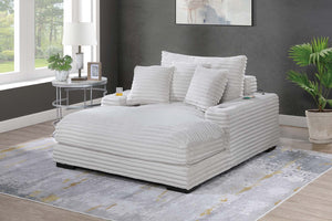 English Elm Modern Fur-Like Jumbo Corduroy Chaise Lounge with Cup Holders USB Port Plush Pillows Wooden Legs taupe 59 L x 21 W x 68 H B011P396713