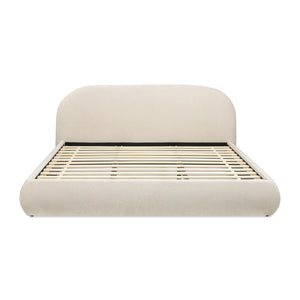 English Elm Jennifer Taylor Home - Archie Puffy Grounded Upholstered Platform Bed in Oatmeal Chenille — Arched Puffy Headboard, No-Box Spring Design, Durable Elegance (90") B2719P320241