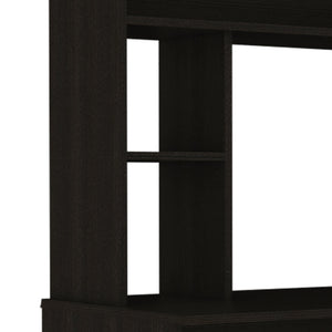 English Elm Compu Compact Hutch Desk with Five Shelves, Space-Saving Writing Desk for Home Office Black B20091904