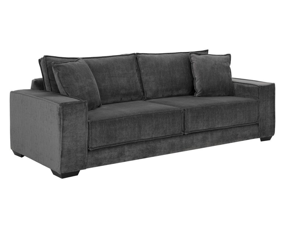 Sunpan Calista Modern Sofa with Clean-Cut Silhouette, Espresso Rubberwood Legs, and Plush Cushions Included Navarro Pewter