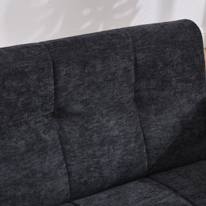 English Elm Nordic Ergonomic Double Armchair Upholstered Chenille Two-Seater Sofa 550lb Capacity Compact Lounge Chair Black W395P380537