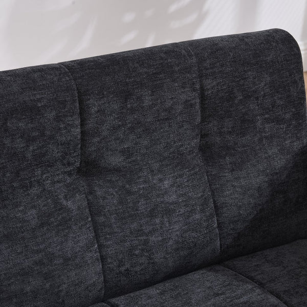 English Elm Nordic Ergonomic Double Armchair Upholstered Chenille Two-Seater Sofa 550lb Capacity Compact Lounge Chair Black W395P380537