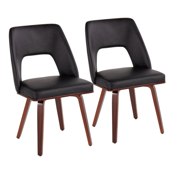 English Elm Mid-century Modern Faux Leather Dining Chairs with Walnut Frame Set of 2 B202P223663