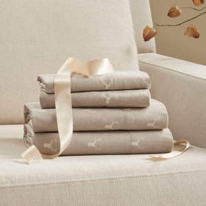 English Elm 4 Pieces Twin 100% Cotton Flannel Sheet Set With Stag Head Print - Cozy, Warm & Stylish Bedding B035P381351