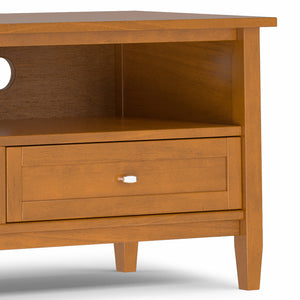 English Elm Warm 72" Low TV Media Stand Light Brown Solid Wood 80" TV Capacity Shaker Design Storage Drawers B136P203481