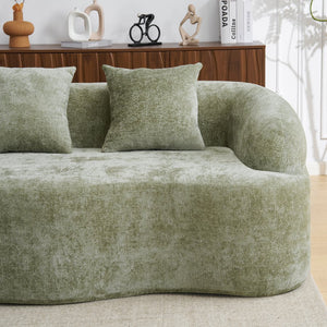 English Elm Full L-Shape Sectional Sofa with Curved Chaise, Modular Chenille Couch, High-Density Comfort for Apartment Living Green W3612S00003