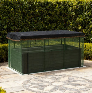 English Elm Raised Galvanized Steel Garden Bed with Crop Cage Shade Cloth and Bottomless Design T3971P422472