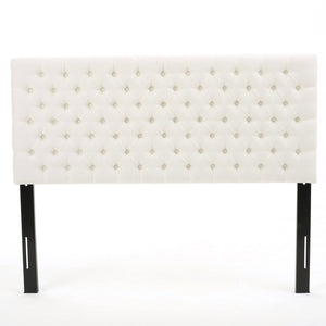 English Elm Christopher Knight Home® - Tufted Upholstered Queen Size Headboard with Button Detail, Adjustable Height, Velvet Finish, Modern Appeal Ivory 55444.00FIVY