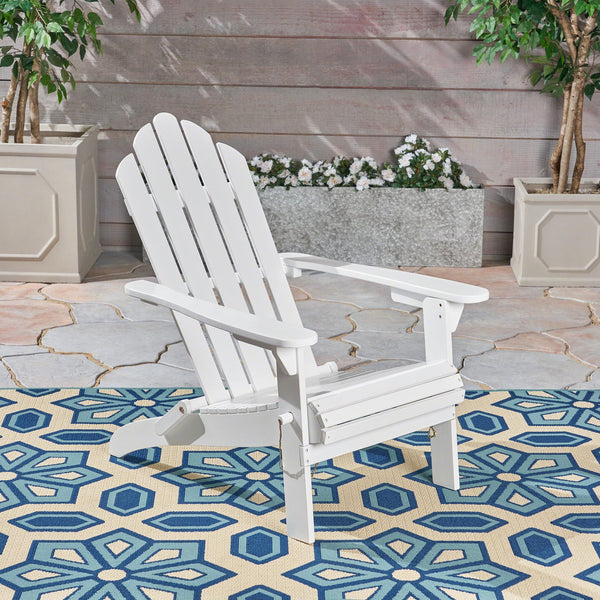 English Elm Christopher Knight Home® - HOLLYWOOD Acacia Wood Foldable Adirondack Chair for Patio & Poolside — Weather-Resistant, Classic Comfort White 39.25 L x 24.5 W x 7.75 H 62399.00WHI