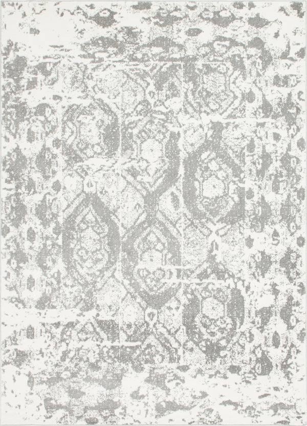 Unique Loom Rosso Piazza Machine Made Border Rug Light Gray, Ivory 9' 0" x 12' 2"