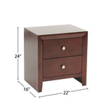 English Elm Kali Wooden 2-Drawer Nightstand In Brown Cherry