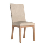 Homelegance By Top-Line Marsean Nailhead Accent Parson Linen Dining Chairs (Set of 2) Natural Rubberwood