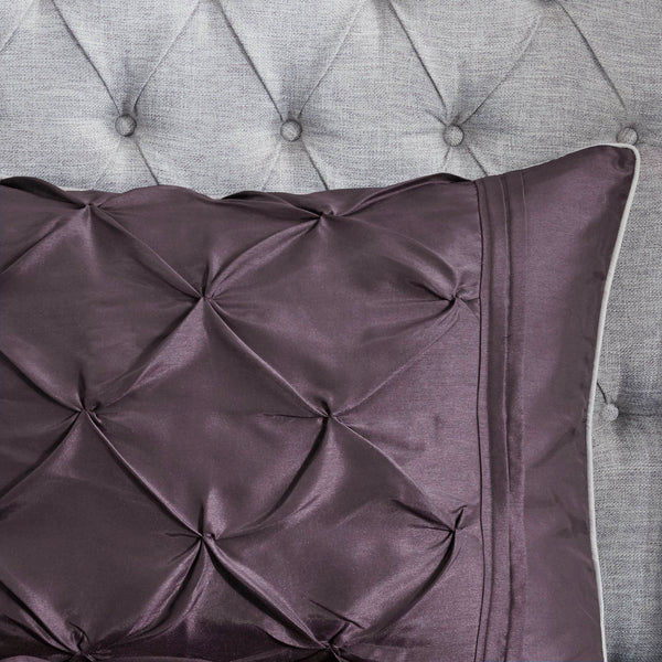 JLA Home Madison Park - 7 Tufted Comforter Set with Textured Pieced Design, Soft Durable Polyester, Easy-Care Elegance Plum MP10-659