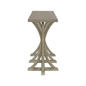 English Elm U-style Farmhouse Console Table Oak Veneer Top Curved Rubberwood Legs Entryway Gray N711P295300E