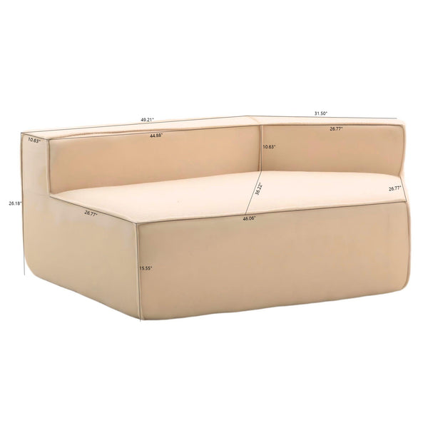 English Elm Beige Teddy Fleece Modular Floor Lounge Chair Foam Cushioned Cozy Dorm Living Room W3326P354557