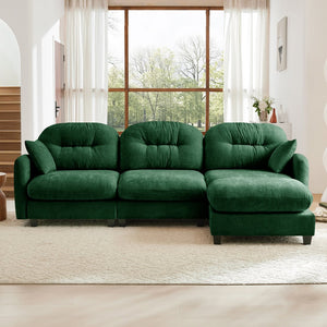 English Elm Modular Sectional L-Shaped Couch With Ottoman - Premium Chenille, Ergonomic Design For Versatile Comfort W714S01398