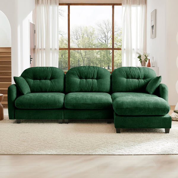 English Elm Modular Sectional L-Shaped Couch With Ottoman - Premium Chenille, Ergonomic Design For Versatile Comfort W714S01398