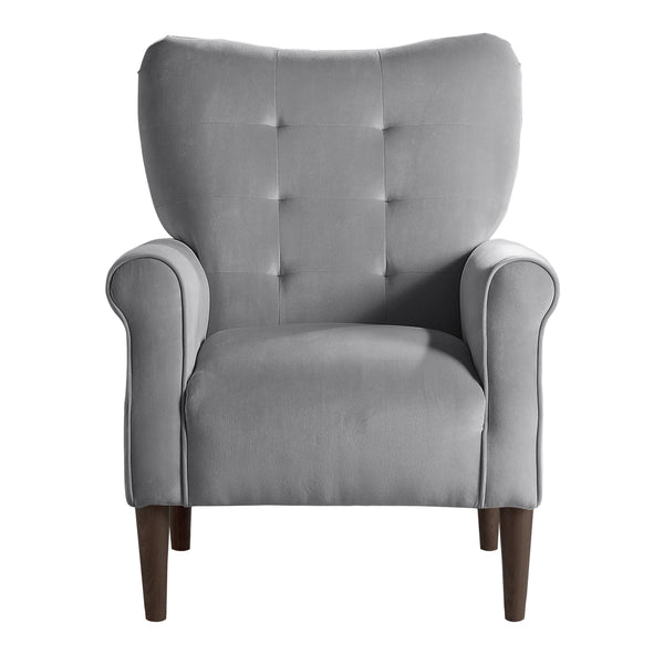 English Elm Classic Dark Gray Velvet Accent Chair Tufted Back Contoured Arms Seat Cushion 30x31.5x38.5" Elegant Seating B011P283272