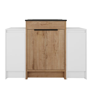 English Elm 48 Inch Freestanding Bathroom Vanity With Black Ceramic Sink & Soft-Close Storage Cabinets - Modern Elegance W999S00315