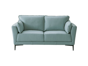 English Elm Mesut Sage Green Top Grain Leather Loveseat with Metal Legs, Foam D30 Comfort & Durable Frame B2726P256344