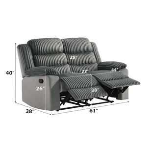 English Elm Lesley Gray Corduroy & Velvet Motion Loveseat with Pocket Coil Seats, Pillow Armrests, 440lb Capacity B2726P320781