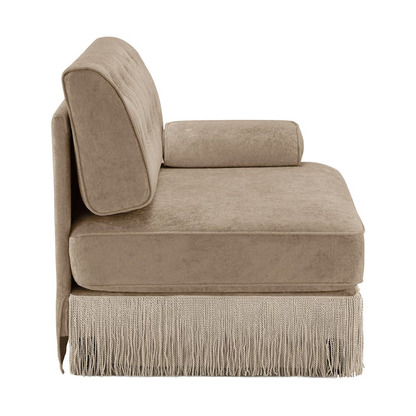 English Elm Sofa Rsf Sectional Tufted Velvet Fleece with Tassel Skirt for Glam Interiors W714P450818