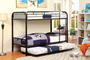 English Elm Twin Industrial Metal Bunk Bed with Wood Panels and Built-In Ladder, Guarded Top, Versatile Layouts Black 77 L x 44 W x 5 H B2741P353739