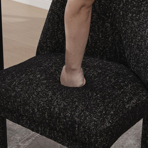 English Elm 21.46" Modern Minimalist Chenille Dining Chair Set of 2 with Rubberwood Legs, Curved High Back Comfort Black+Grey W3189P351396