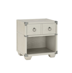 English Elm Orchest Gray Finish Nightstand with Smooth Ball-Bearing Drawer, Industrial Metal Braces, Modern Knobs B2726P263390