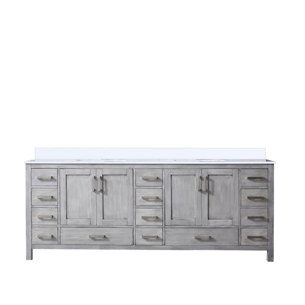 English Elm Distressed Grey Double Bath Vanity - 84" W X 22" D, Cultured Marble Top, Abundant Storage & Style B2731P259160