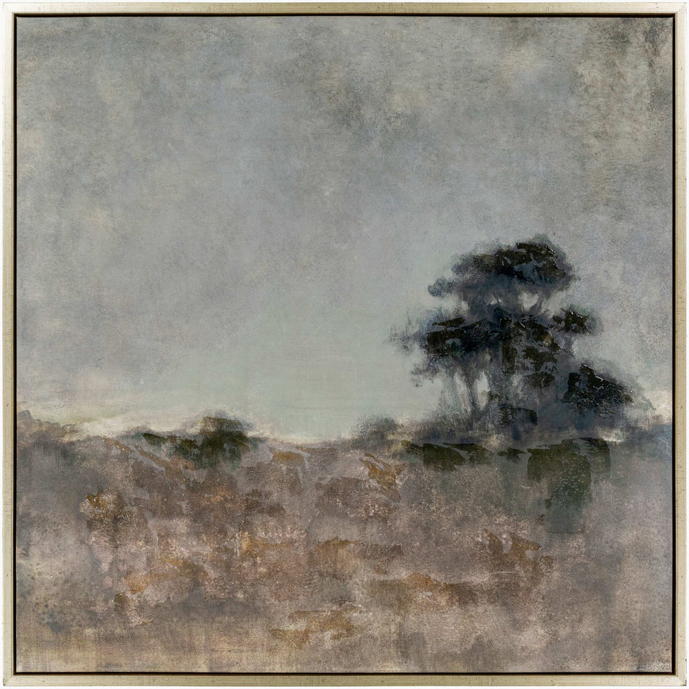 Surya Floresta Framed Art Wall Decor - Elegant 36"X36" Canvas Design, Easy Care, Timeless Style For Home Main, Brown,Frame, Canvas,Polystyrene Efa001-3636