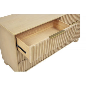 English Elm Modern Fluted 6-Drawer Dresser in Light Oak with Rounded Legs - Sculptural, Warm Wooden Storage Unit B011P380804
