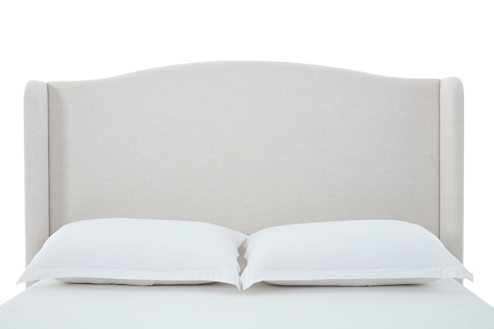 English Elm Hannah Tall 54" Upholstered Wingback King Bed – Ivory Textured Chenille, Walnut Feet, No Box Spring B083P235518