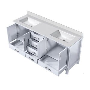 English Elm White Double Bath Vanity With Cultured Marble Top - Elegant 72" Storage Solution For Timeless Style B2731P259098-GIGA