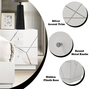 English Elm Esther Two Drawer Glam Nightstand with High Gloss Lacquered Mdf Finish for Modern Bedrooms B2756P493475