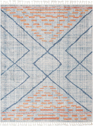 Unique Loom Aramis Kavi Machine Made Tribal Rug Blue, Ivory/Terracotta/Light Blue 7' 10" x 10' 0"