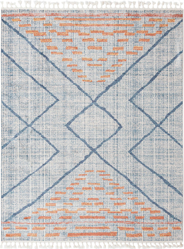 Unique Loom Aramis Kavi Machine Made Tribal Rug Blue, Ivory/Terracotta/Light Blue 7' 10" x 10' 0"