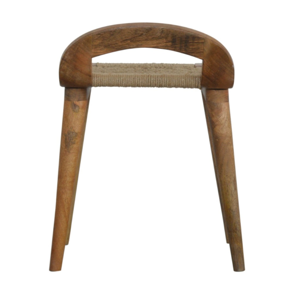 English Elm Soild Wood Raised Back Stool - Rustic Nordic Charm With Woven Rope Seat For Cozy Interiors B182P186201-GIGA