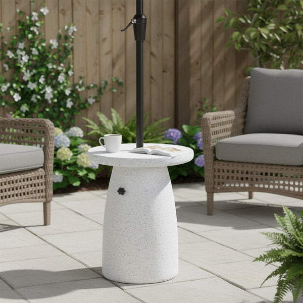 English Elm Tess Mgo Marble Finish Outdoor Umbrella Base and Patio Side Table Weatherproof N775P362748W