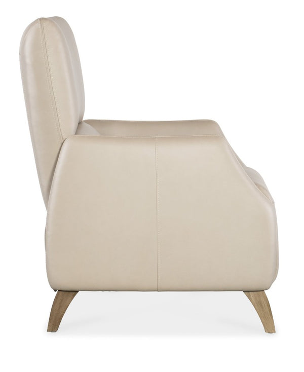 Hooker Furniture Rumero Semi-Aniline Top-Grain Leather Press-Back Recliner In Apollo Mineral With Light Wood Legs, Modern Elegance RC107-PB-083