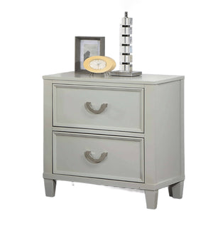 English Elm Transitional Nightstand with Dovetail Drawers and Chrome Pulls — Solid Wood Molding Accent, Smooth Glides Gray 22 L x 22 W x 20 H B2741P406256