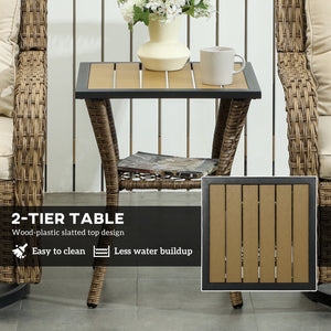 English Elm Wicker Pe Rattan 3 Piece Outdoor Bistro Set with Swivel Glider Chairs for Balcony T3971P446017