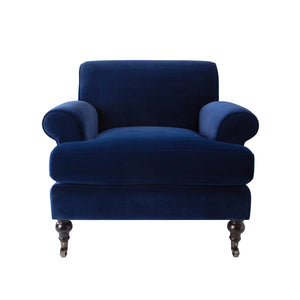 English Elm Jennifer Taylor Home - Alana 38" Navy Blue Velvet Accent Chair With Metal Casters For Stylish Comfort In Any Room B2719P238302