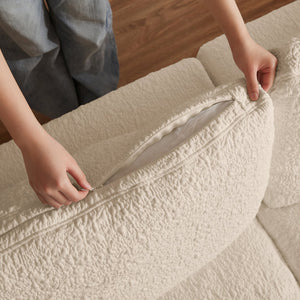 English Elm 110" Cloud Sectional Sofa Modular L-Shape with Ottoman, Chenille Fabric, Deep Seats, 7 Pillows Included Beige W1359S00014