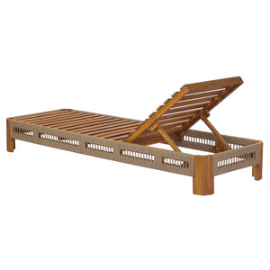 English Elm Acacia Solid Wood Outdoor Chaise Lounge with Rope Panels and Adjustable Reclining Back N767P369236T