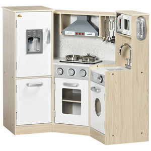 English Elm Qaba Wooden Corner Play Kitchen with Sound Effects Ice Maker and Full Appliance Suite W2225P217657