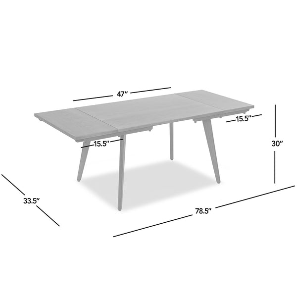 English Elm Jennifer Taylor Home - Capri Solid Red Oak Extendable Dining Table 47–78.5" Seating 4–6, Mid-Century Tapered Legs, Grain Finish Dark Brown B2719P395574