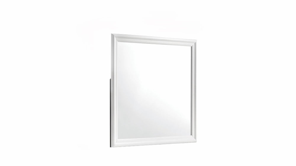English Elm Blaze Large Contemporary Wall Mirror with Sleek Wood Frame for Bedroom, Dresser, Grooming & Décor (92) White G150108719