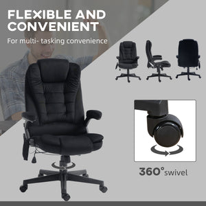 English Elm HOMCOM Executive Massage Office Chair with 6-Point Vibrations, Lumbar Heat, Tilt Recline Comfort Black W2225P173850